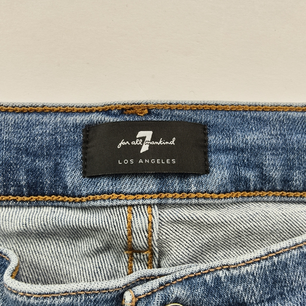 7 For All Mankind Light Blue Denim Jeans Women 31 High Waist Cropped Straight